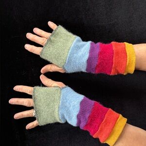 Colorful Striped Fingerless Gloves